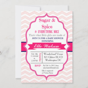 Sucre et épice rose fille bébé douche Invitations