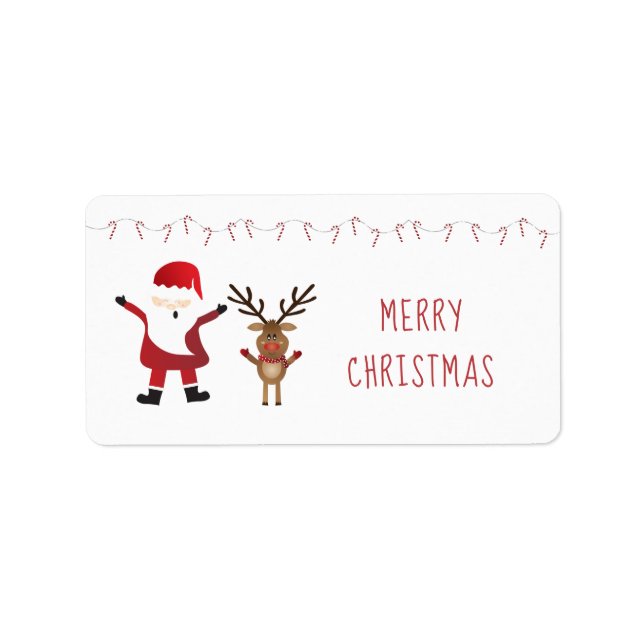Sucres de canne du Père Noël Reindeer Étiquette ro (Devant)