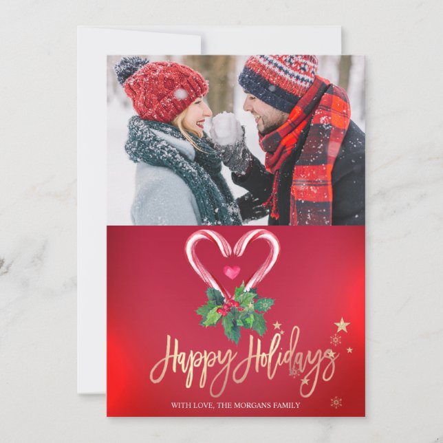 Sucres de canne Holly Berry Red Photo Joyeux Noël (Devant)