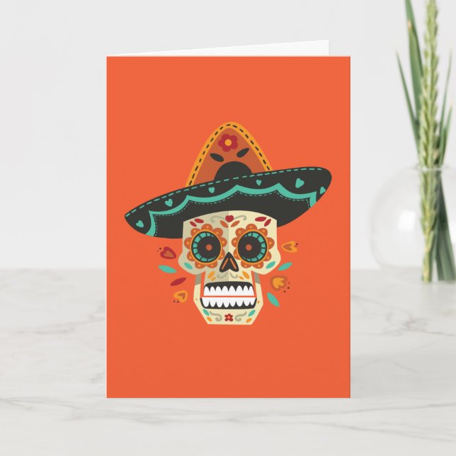 Sucrez Skull Dia de Muertos avec la carte de voeux (Devant)