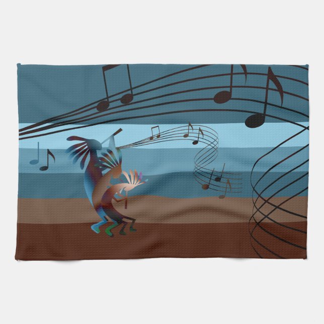 Sud-ouest Kokopelli Musique Serviette de cuisine (Horizontal)