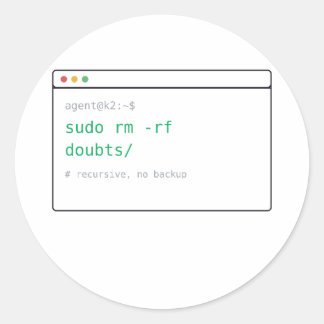 sudo rm -rf doutes/ - Cadeau autocollant Dev