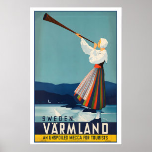 Suède pour les touristes Affiche de voyage vintage
