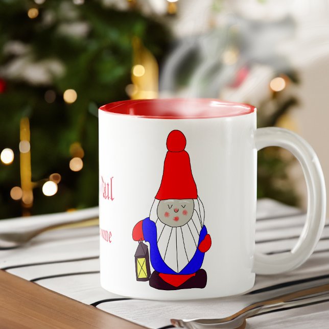 Suédoise Gnome Tomten Mug à café à deux tons (Créateur téléchargé)