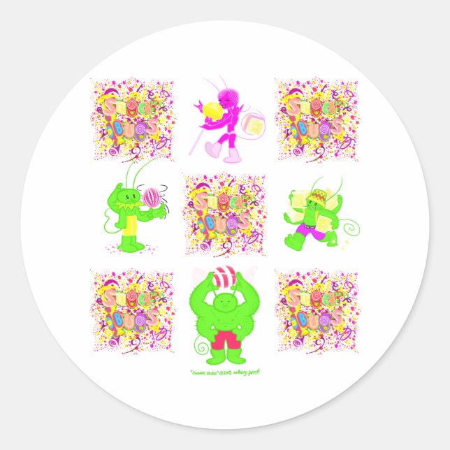 Sugar Bugs tous les 4 logo autocollants (Devant)