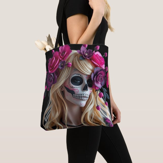 Sugar-skull tote bag (De près)