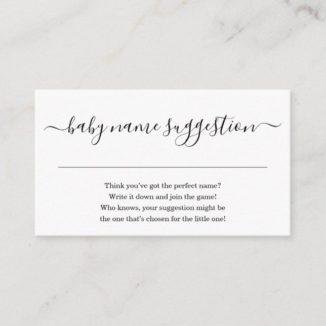 Suggestion de nom Invitation Baby Shower Simple (Devant)