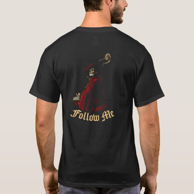 "Suis-moi" T-shirt noir avec mort générale (Dos)