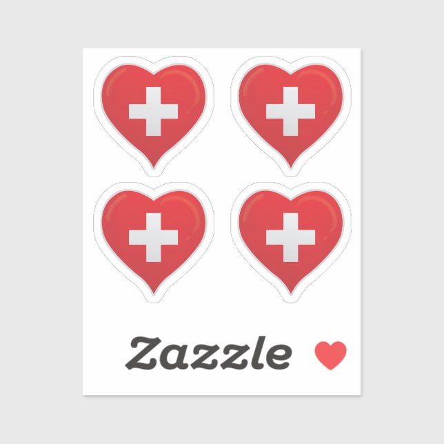 Suisse amour drapeau fière cœur autocollant (Feuille)