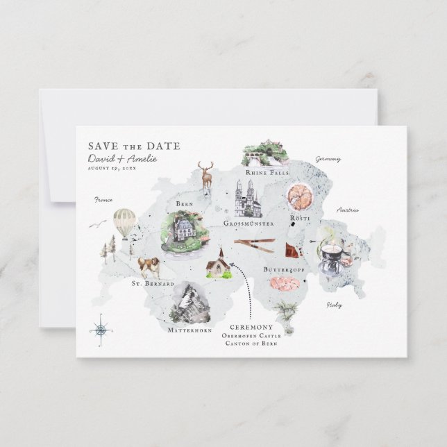 Suisse | Carte d'itinéraire de mariage de destinat (Devant)