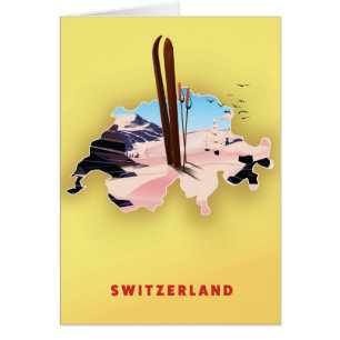 Suisse carte Ski poster de voyage sportif
