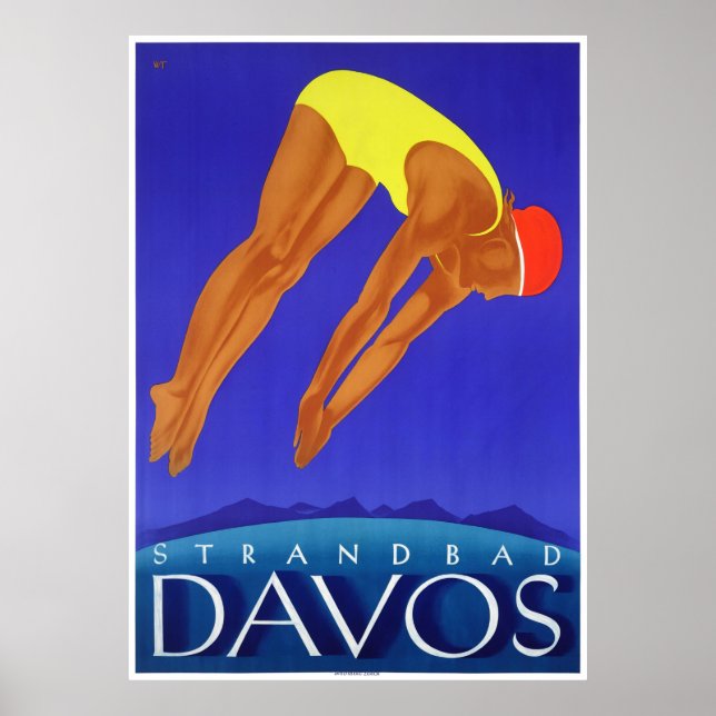 Suisse Davos Poster Vintage voyage restauré (Devant)