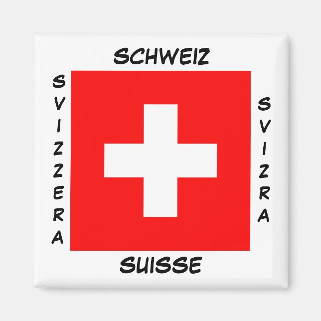Suisse Langues Drapeau Carré Magnet (Devant)