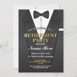 Suit Tuxedo Retirement Party Bowtie Invitation