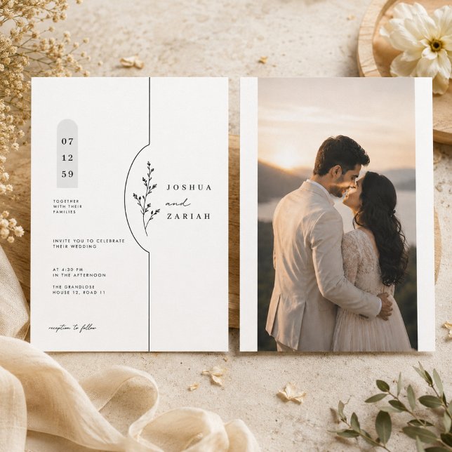 Suite de faire-part de mariage botanique minimal. (Créateur téléchargé)