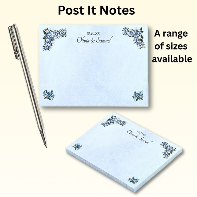 Suite Mariage Blue Peony Post-It Notes (Créateur téléchargé)