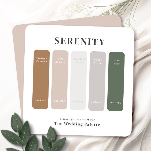 Suite Mariage Serenity | Carte de la palette de ch (The Serenity Wedding Suite Vintage Pottery Color Palette - Mix and match for the perfect wedding.)