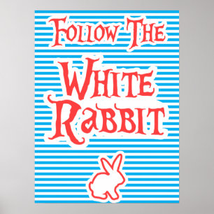 Suivez le lapin blanc, affiche de typographie,