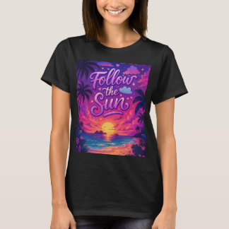 Suivez le soleil - t-shirt fille mignonne