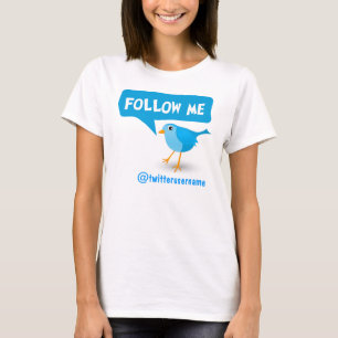 Suivez-moi Twitter Blue Bird Womens T-Shirts