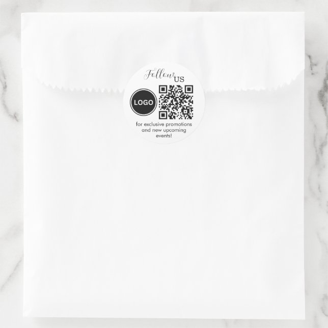 Suivez-nous avec le code QR Emballage Sticker Rond (Sac)