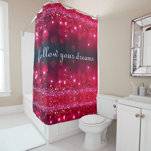 Suivez Vos Rêves Cherry Sparkle Douche Rideau (En situation)