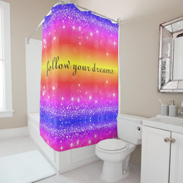 Suivez Vos Rêves Rainbow Sparkle Douche Rideau (En situation)