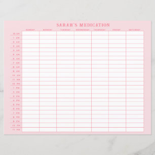 Suivi hebdomadaire des médicaments en rose