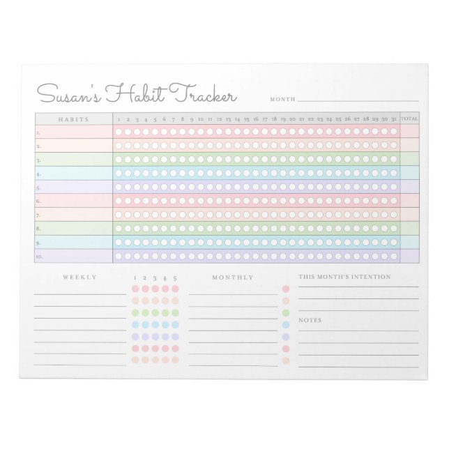 Suivi mensuel des habitudes - Bloc-notes minimalis (Devant)