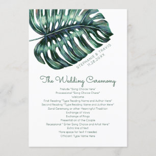 Sujet Monstera Leaf Beach Island Wedding Programme