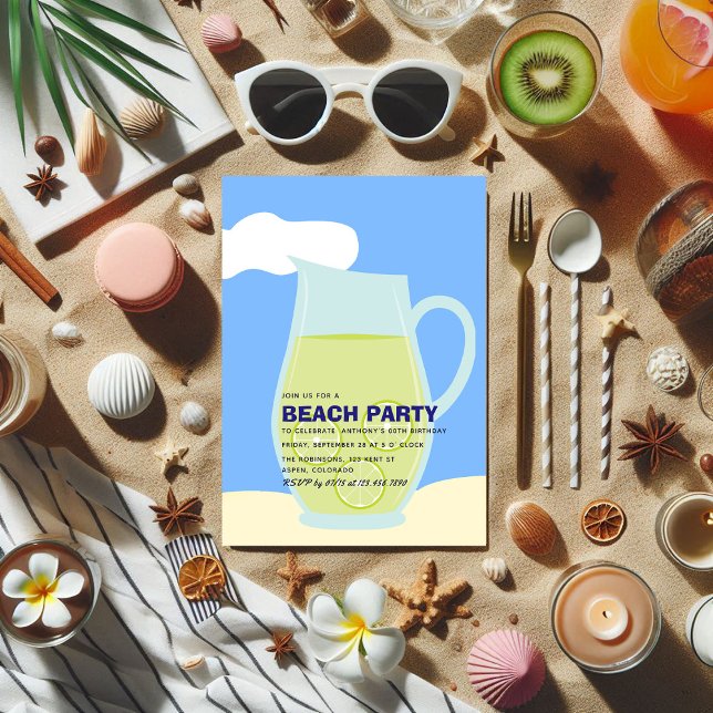 Summer Beach Anniversaire Fête Invitation (Summer Beach Birthday Party Invitation)