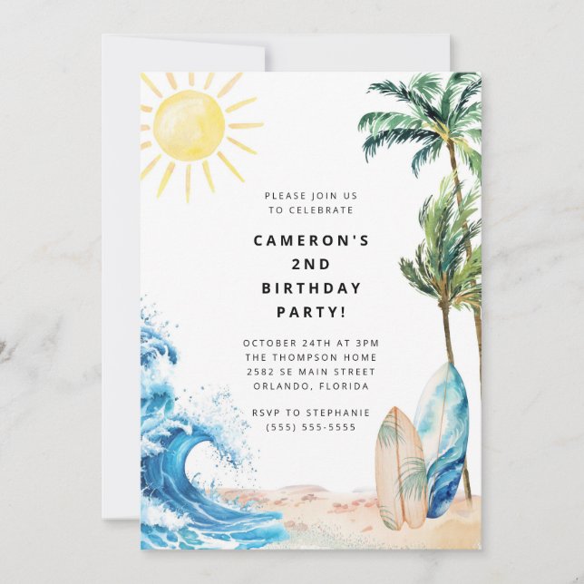 Summer Beach Birthday Party Invitation (Devant)