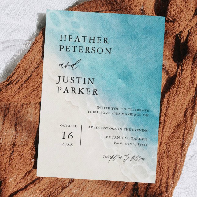 Summer Beach Blue Destination Mariage Invitation (Créateur téléchargé)