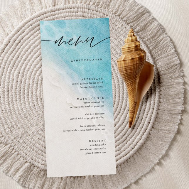 Summer Beach Destination Mariage Cartes de menu (Créateur téléchargé)