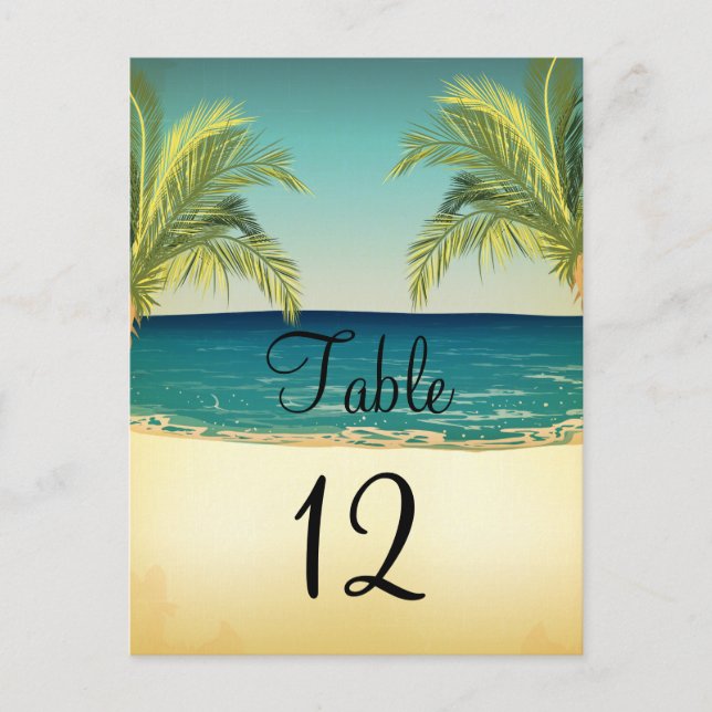Summer Beach et Palm Trees Mariage Numéro de table (Devant)