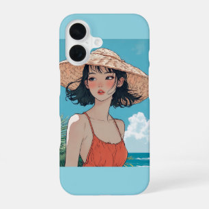 Summer Beach Girl Anime iPhone 16 Coque