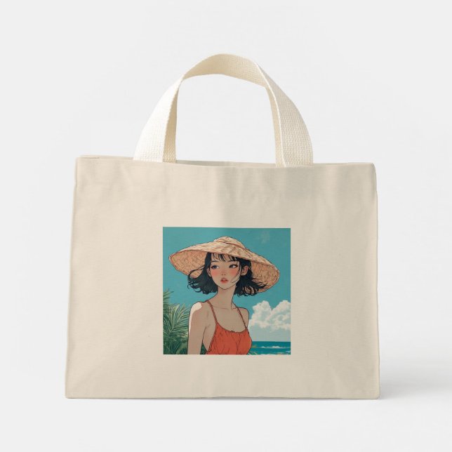 Summer Beach Girl Anime Sac fourre-tout minuscule (Dos)