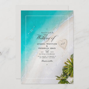 Summer Beach Mariage Monogramme Invitation