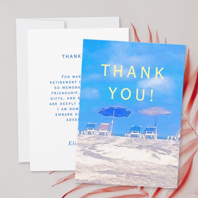 Summer Beach Retirement Party Thank You Card (Créateur téléchargé)