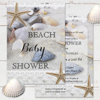 Summer Beach Shells Baby shower Invitation