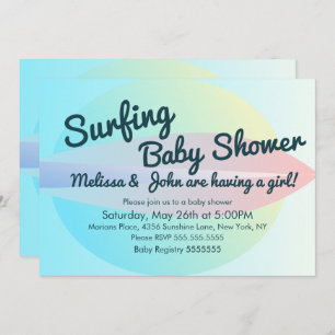Summer Beach Surf Baby shower Invitation fille