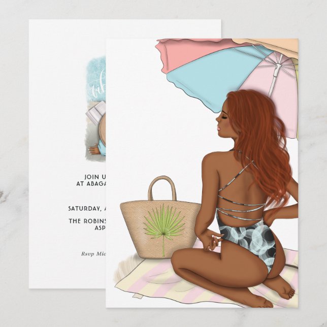 Summer Beach Vacances Anniversaire Fête Invitation (Devant / Derrière)