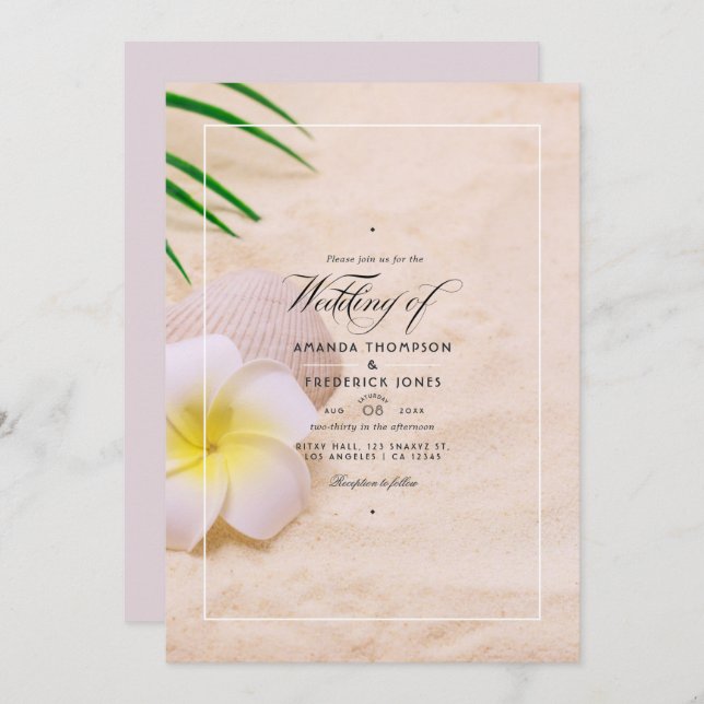 Summer Beach Wedding Invitation (Devant / Derrière)