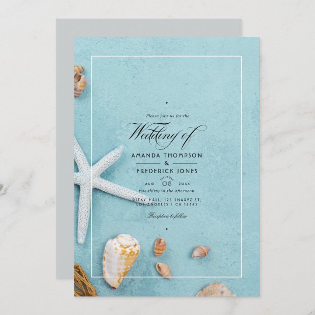 Summer Beach Wedding Invitation (Devant / Derrière)