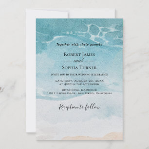 Summer Blue Beach Mariage Invitation