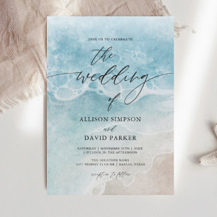 Summer Blue Beach Wedding Invitations