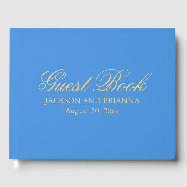 Summer Blue & Gold Livre d'invité Mariage personna (Recto)