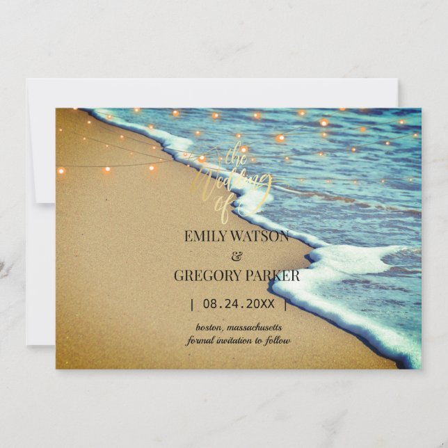 Summer Blue Ocean Beach Mariages Invitations (Devant)