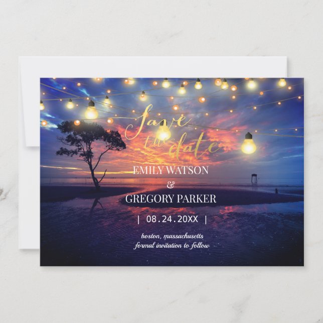Summer Blue Ocean Beach Mariages Invitations (Devant)