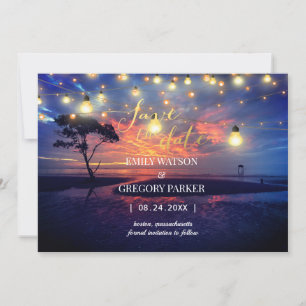 Summer Blue Ocean Beach Mariages Invitations